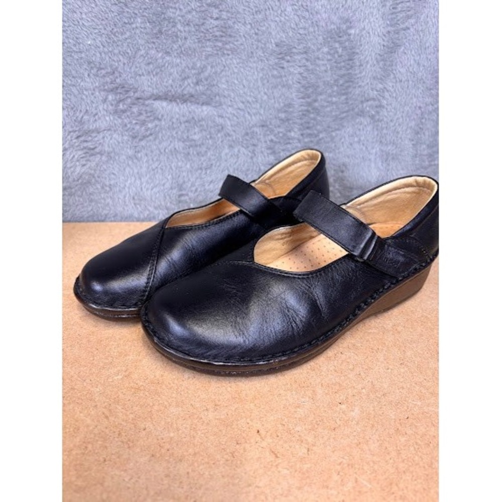 Vancole Black Leather Mary Jane Wedge Shoes G178 Womens Size 8.5 US‎ 40 EU